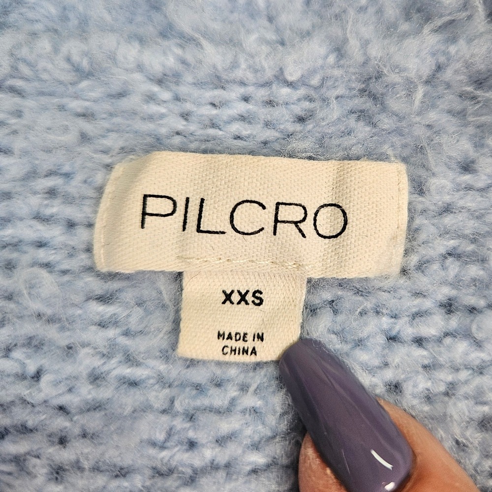 Oversized Pilcro Light Blue Fuzzy Cropped Cardigan Sweater (XXS) Size Large - Picture 2 of 7